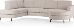 Alcona, U-bank afgerond links - stof Vada - beige