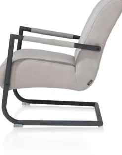 Angelica, bijzetfauteuil - leder Cuba - charcoal