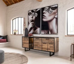 Avalon, dressoir 230 cm - 4-deuren + 1-lade + 1-glasdeur (+ LED) - Driftwood