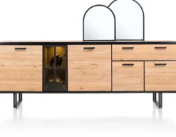 Avalon, dressoir 230 cm - 4-deuren + 1-lade + 1-glasdeur (+ LED) - Driftwood