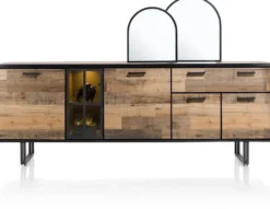 Avalon, dressoir 230 cm - 4-deuren + 1-lade + 1-glasdeur (+ LED) - Driftwood