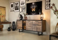 Avalon, dressoir 200 cm - 4-deuren + 1-lade + 1-glasdeur (+ LED) - Driftwood