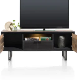 Avalon, lowboard 150 cm - 2-deuren + 1-lade + 1-niche (+ LED) - Driftwood