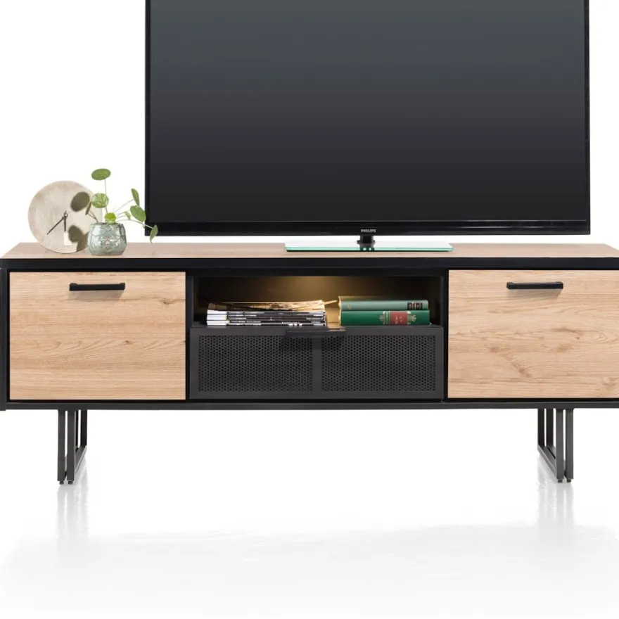 Avalon, lowboard 180 cm - 2-deuren + 1-lade + 1-niche (+ LED) - Driftwood