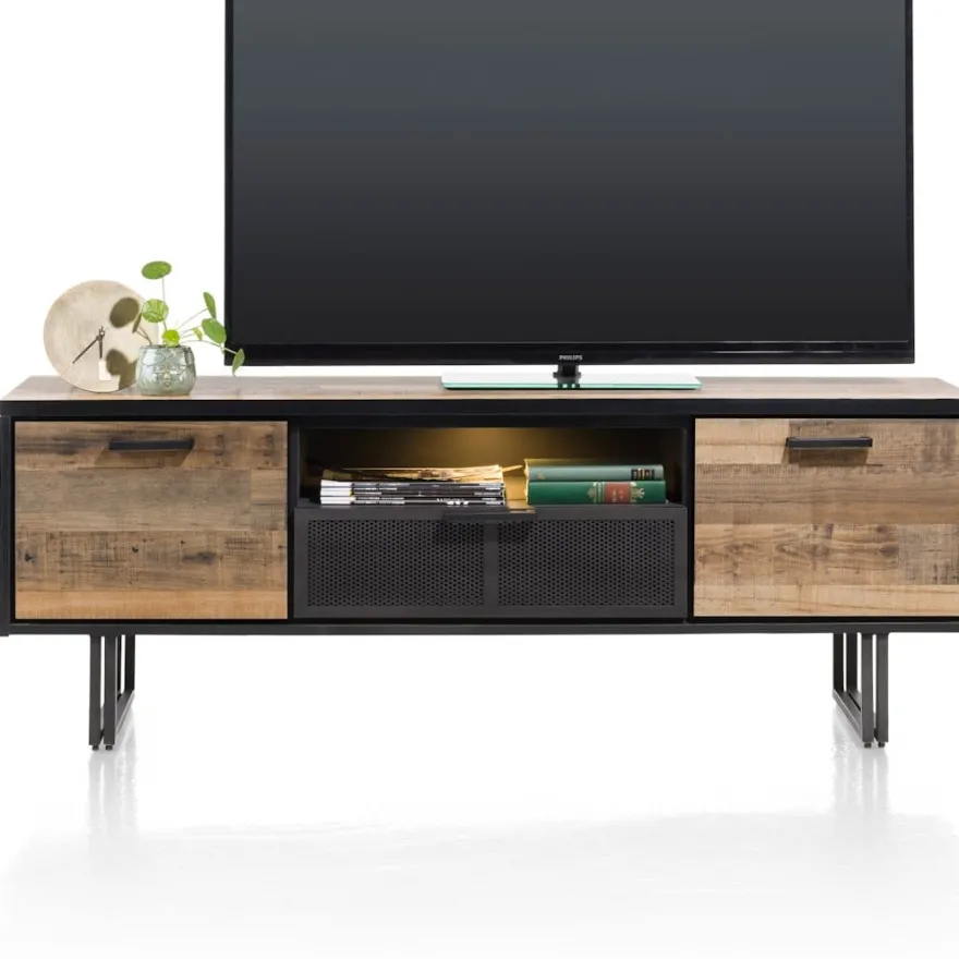 Avalon, lowboard 180 cm - 2-deuren + 1-lade + 1-niche (+ LED) - Driftwood