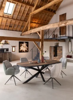 Avalox, eetkamertafel ovaal 180 x 110 cm - kleur driftwood - centrale poot