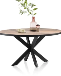 Avalox, eetkamertafel rond 150 x 120 cm - kleur driftwood - centrale poot