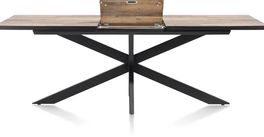 Avalox, uitschuiftafel 190 (+ 60) x 98 cm - kleur driftwood - centrale poot