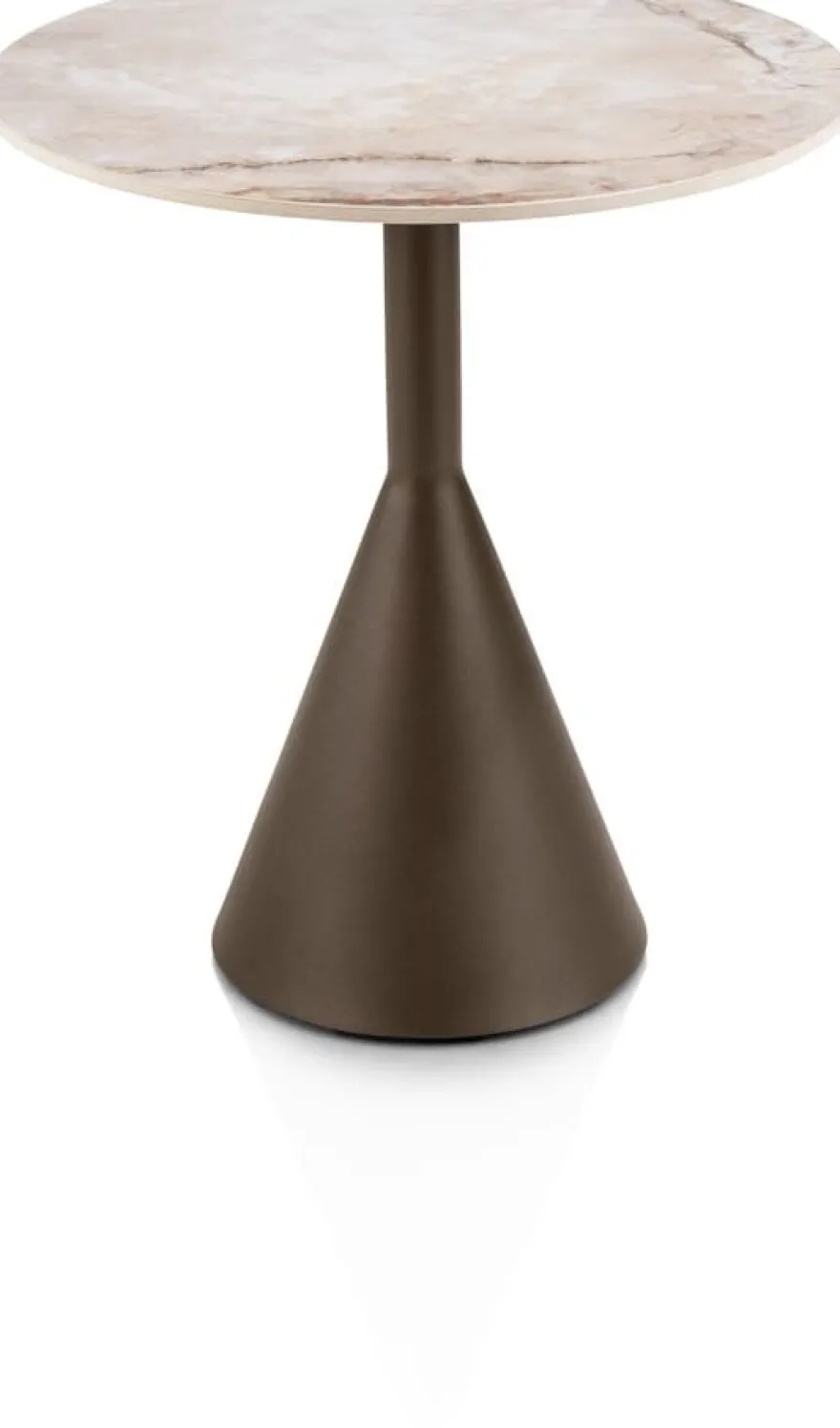 Avelli, bijzettafel rond 45 cm - steelbrown + keramiek blad