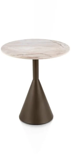 Avelli, bijzettafel rond 45 cm - steelbrown + keramiek blad