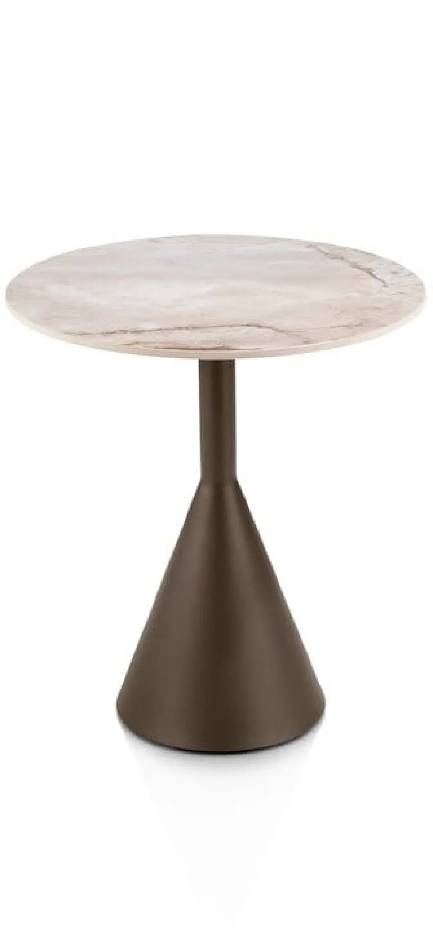 Avelli, bijzettafel rond 45 cm - steelbrown + keramiek blad