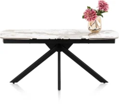 Axelle, Uitschuiftafel 180 (+2 x 40 cm) x 90 cm, keramiek, marble creme