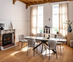 Axelle, Uitschuiftafel 180 (+2 x 40 cm) x 90 cm, keramiek, marble creme