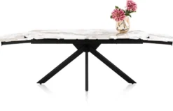 Axelle, Uitschuiftafel 180 (+2 x 40 cm) x 90 cm, keramiek, marble creme