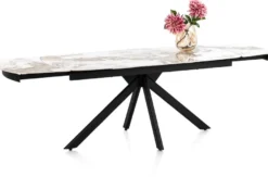 Axelle, Uitschuiftafel 180 (+2 x 40 cm) x 90 cm, keramiek, marble creme