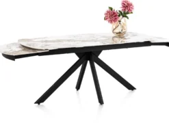 Axelle, Uitschuiftafel 180 (+2 x 40 cm) x 90 cm, keramiek, marble creme