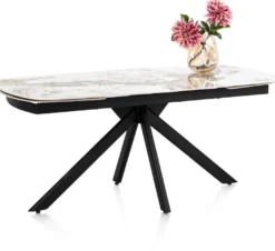 Axelle, Uitschuiftafel 180 (+2 x 40 cm) x 90 cm, keramiek, marble creme