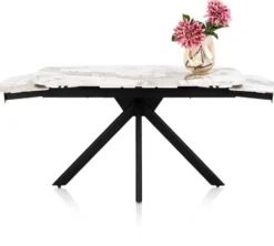 Axelle, Uitschuiftafel 140 (+2 x 30 cm) x 90 cm, keramiek, marble creme
