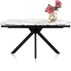 Axelle, Uitschuiftafel 140 (+2 x 30 cm) x 90 cm, keramiek, marble creme