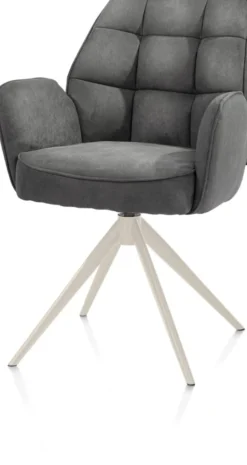 Bell, armstoel - creme frame - draaibaar - pocket - stof Calabria - Antraciet