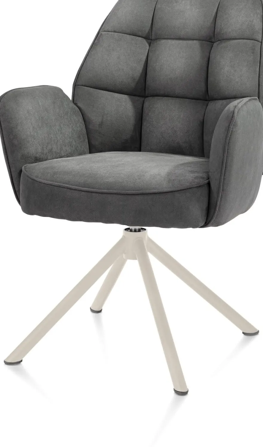 Bell, armstoel - creme frame recht - draaibaar - pocket - stof Calabria - Antraciet
