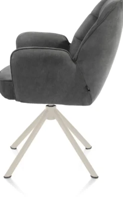 Bell, armstoel - creme frame recht - draaibaar - pocket - stof Calabria - Antraciet