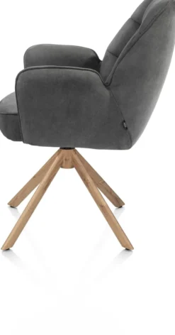 Bell, armstoel - eikenprint frame - draaibaar - relax - pocket - stof Calabria - Antraciet