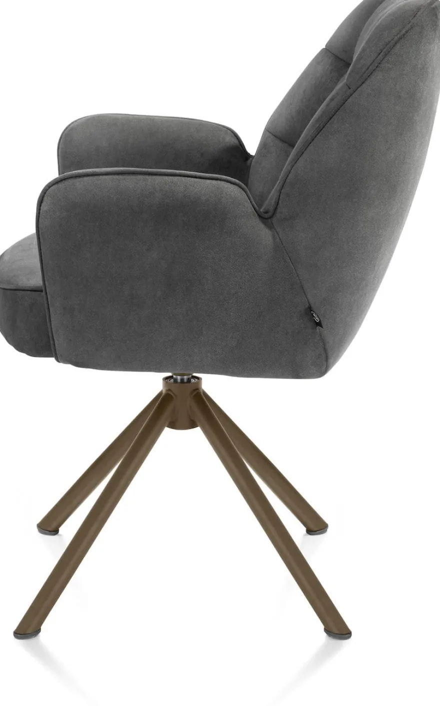 Bell, armstoel - steelbrown frame recht - draaibaar - pocket - stof Calabria - Antraciet