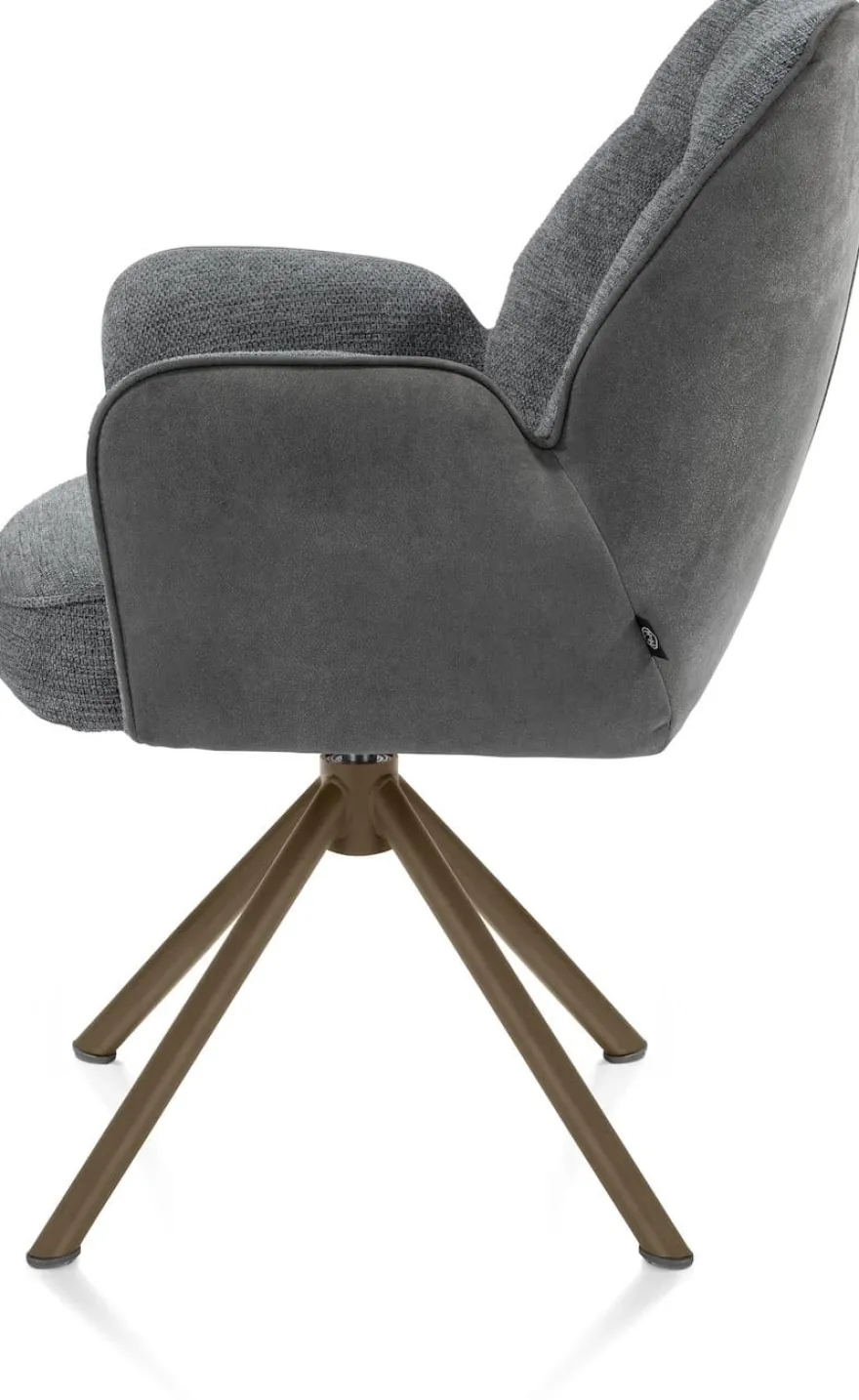 Bell, armstoel - steelbrown frame recht - draaibaar - pocket - combi Calabria/Vada - Antraciet