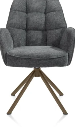 Bell, armstoel - steelbrown frame recht - draaibaar - pocket - combi Calabria/Vada - Antraciet