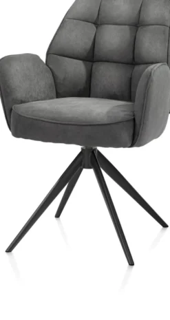Bell, armstoel - zwart frame - draaibaar - relax - pocket - stof Calabria - Antraciet