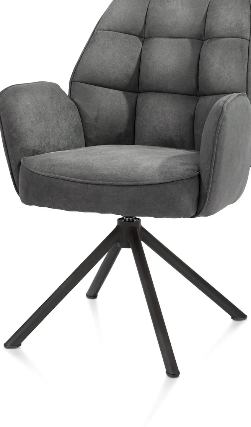 Bell, armstoel - zwart frame recht - draaibaar - pocket - stof Calabria - Antraciet
