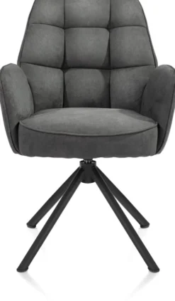 Bell, armstoel - zwart frame recht - draaibaar - pocket - stof Calabria - Antraciet