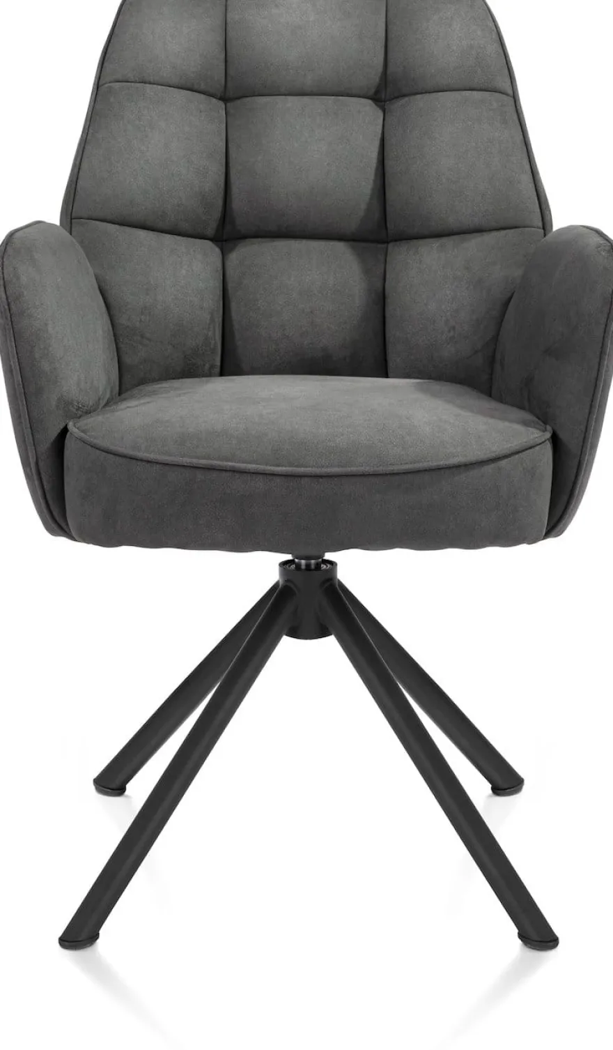 Bell, armstoel - zwart frame recht - draaibaar - pocket - stof Calabria - Antraciet