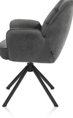 Bell, armstoel - zwart frame recht - draaibaar - pocket - stof Calabria - Antraciet