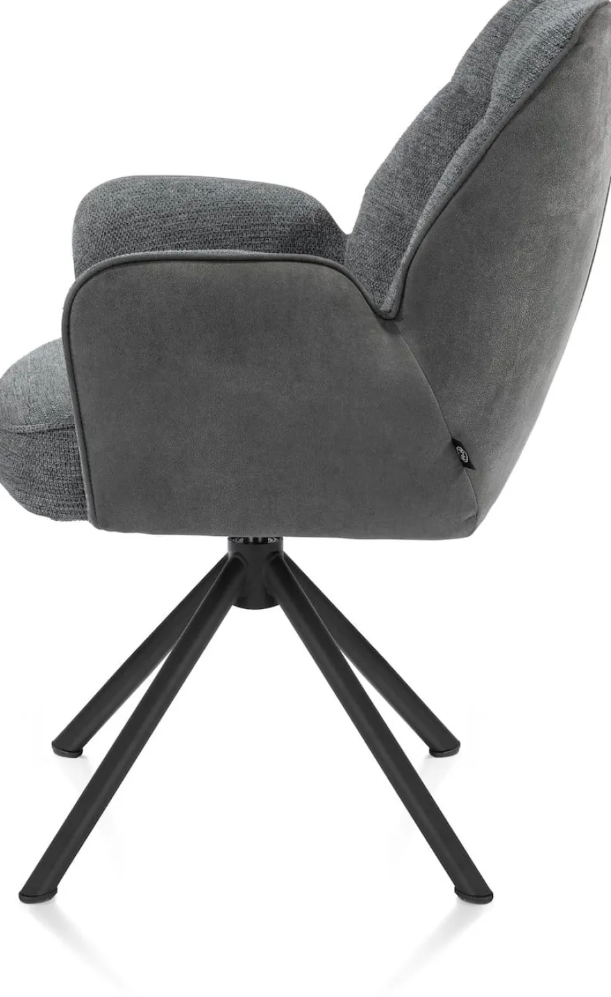 Bell, armstoel - zwart frame recht - draaibaar - pocket - combi Calabria/Vada - Antraciet