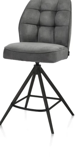 Bell, barstoel - zwart frame - draaibaar - pocket - stof calabria - Antraciet