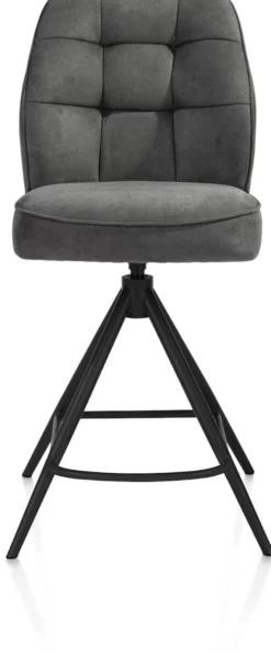 Bell, barstoel - zwart frame - draaibaar - pocket - stof calabria - Antraciet