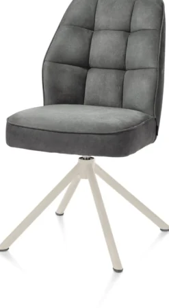 Bell, eetkamerstoel - creme frame recht - draaibaar - pocket - stof Calabria - Antraciet