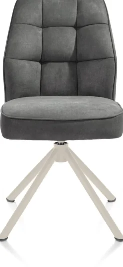 Bell, eetkamerstoel - creme frame recht - draaibaar - pocket - stof Calabria - Antraciet