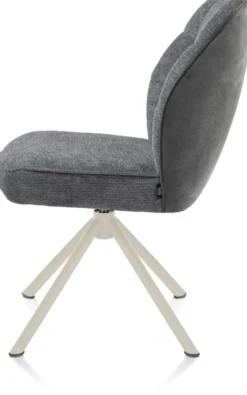 Bell, eetkamerstoel - creme frame recht - draaibaar - pocket - combi Calabria/Vada - Antraciet