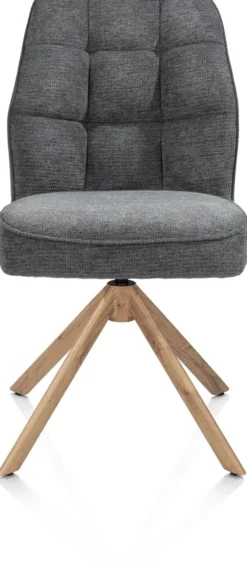 Bell, eetkamerstoel - eikenprint frame - draaibaar - relax - pocket - combi Calabria/Vada - Antraciet