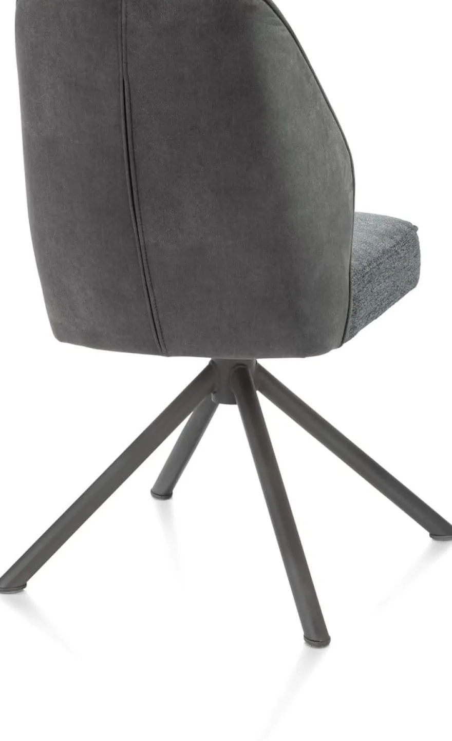 Bell, eetkamerstoel - grafiet frame recht - draaibaar - pocket - combi Calabria/Vada - Antraciet