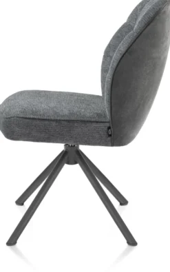 Bell, eetkamerstoel - grafiet frame recht - draaibaar - pocket - combi Calabria/Vada - Antraciet