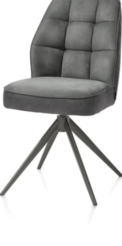 Bell, eetkamerstoel - grafiet frame - draaibaar - relax - pocket - stof Calabria - Antraciet