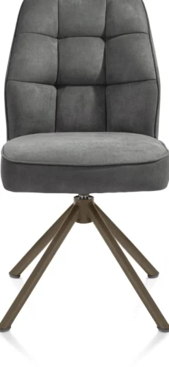 Bell, eetkamerstoel - steelbrown frame recht - draaibaar - pocket - stof Calabria - Antraciet