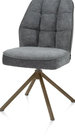 Bell, eetkamerstoel - steelbrown frame recht - draaibaar - pocket - combi Calabria/Vada - Antraciet