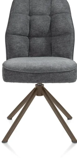 Bell, eetkamerstoel - steelbrown frame recht - draaibaar - pocket - combi Calabria/Vada - Antraciet