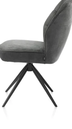 Bell, eetkamerstoel - steelbrown frame - draaibaar - relax - pocket - stof Calabria - Antraciet