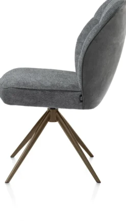Bell, eetkamerstoel - steelbrown frame - draaibaar - relax - pocket - combi Calabria/Vada - Antraciet